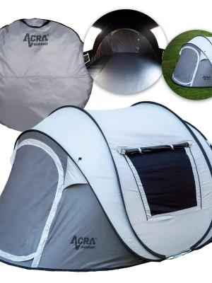 Originální Outdoor ST31 samorozkládací stan pro 2-3 osoby/2seconds - stříbrný se zatmavením