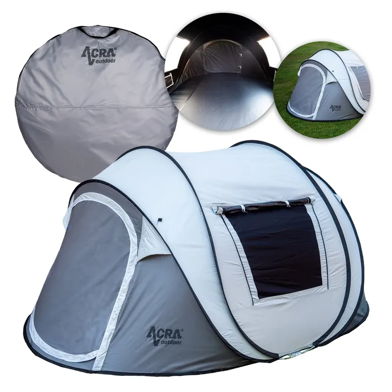 Originální Outdoor ST31 samorozkládací stan pro 2-3 osoby/2seconds - stříbrný se zatmavením