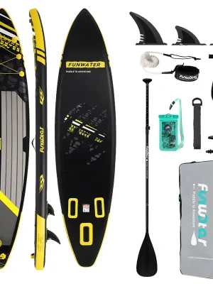 Paddleboard 350x84x15cm s příslušenstvím černožlutý Nová Kolekce
