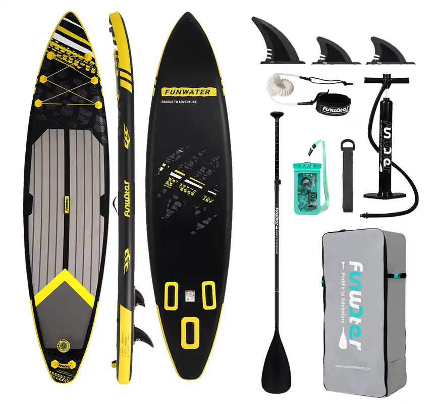 Paddleboard 350x84x15cm s příslušenstvím černožlutý Nová Kolekce