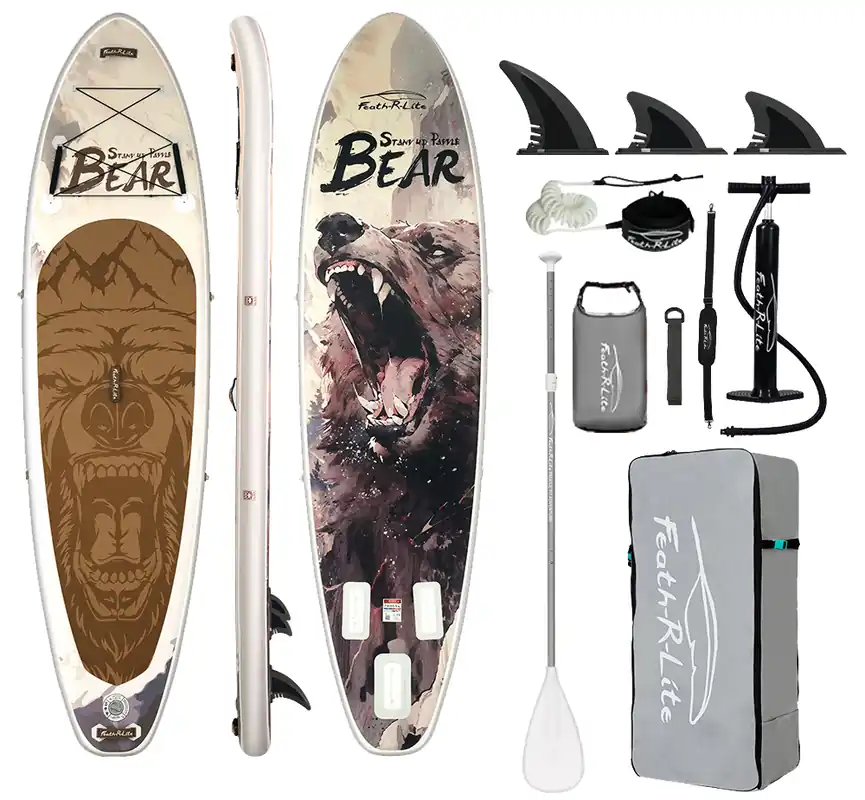 Paddleboard 350x90x15cm s příslušenstvím bílohnědý Akce