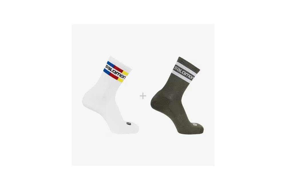 PonožkySalomon 365 Crew 2-pack 14456 white/martini olive Značkový