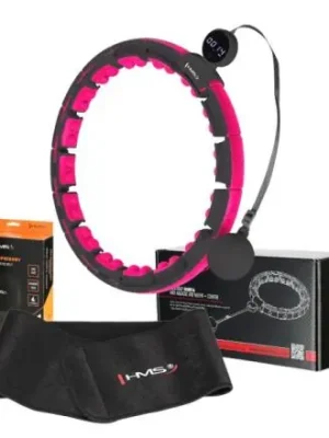 Masážní hula hoop HMS HHM16 se závažím, magnety a počítadlem + zeštihlující pás černá Víkendová Akce