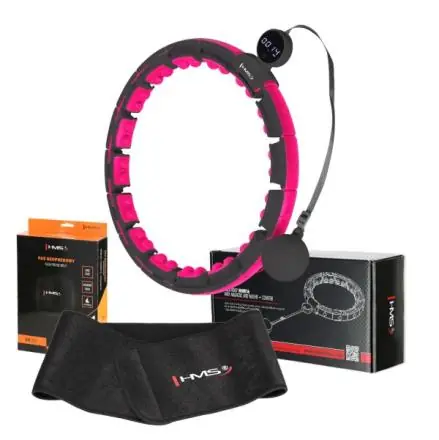 Masážní hula hoop HMS HHM16 se závažím, magnety a počítadlem + zeštihlující pás černá Víkendová Akce