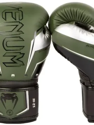 Boxerské rukavice VENUM Elite Evo Khaki/Silver Značkový