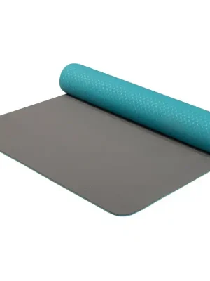 YATE Yoga Mat dvouvrstvá, materiál TPE tyrkys/šedá Poslední Šance