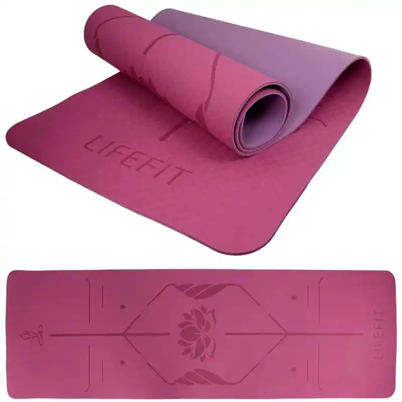 Podložka LIFEFIT® YOGA MAT LOTOS DUO, 183x58x0,6cm, bordó Finální Výprodej