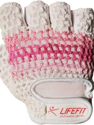 Fitness rukavice LIFEFIT® KNIT, růžovo-bílé Cenová Bomba