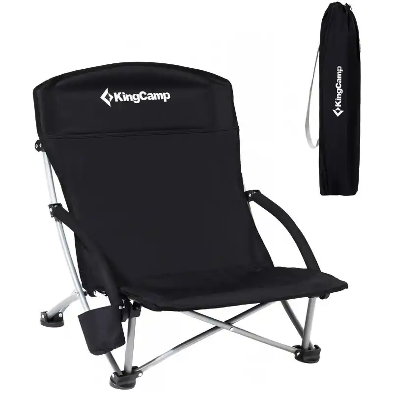 Kemping skládací židle KING CAMP Deluxe s opěrkami ocel - černá Sleva