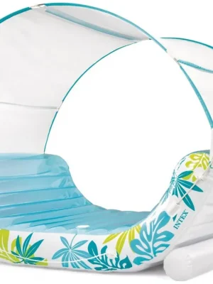 Nafukovací lehátko Tropical Canopy Lounge Intex 56294, bílá/modrá Doprava Zdarma