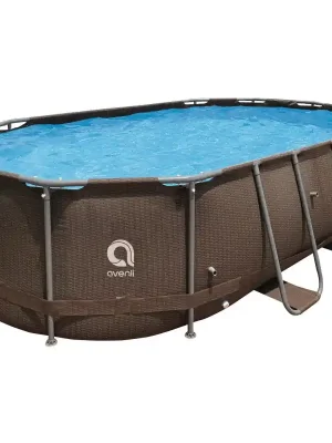 Jen Po Omezenou Doba Bazén ovál Steel Super Rattan AVENLI 427 x 275 x 100 cm