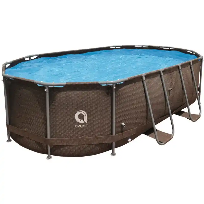 Jen Po Omezenou Doba Bazén ovál Steel Super Rattan AVENLI 427 x 275 x 100 cm