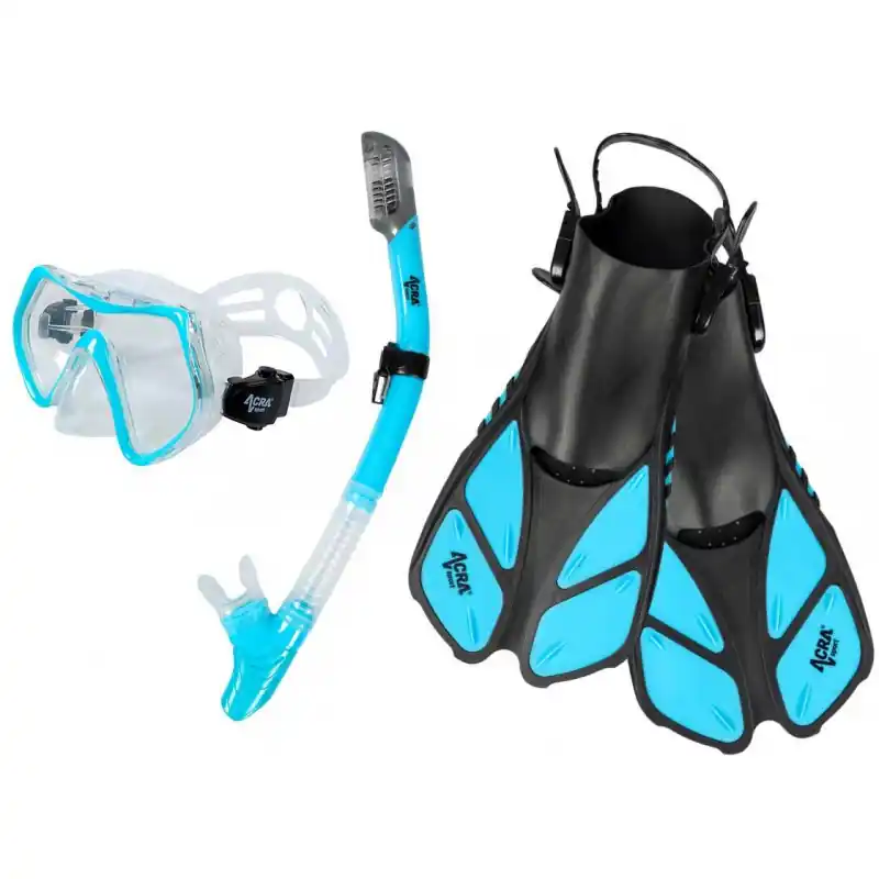 Šnorchlovací set 3 v 1, SVĚTLE MODRÝ, L/XL, ploutve 42-47 Bezpečná Platba